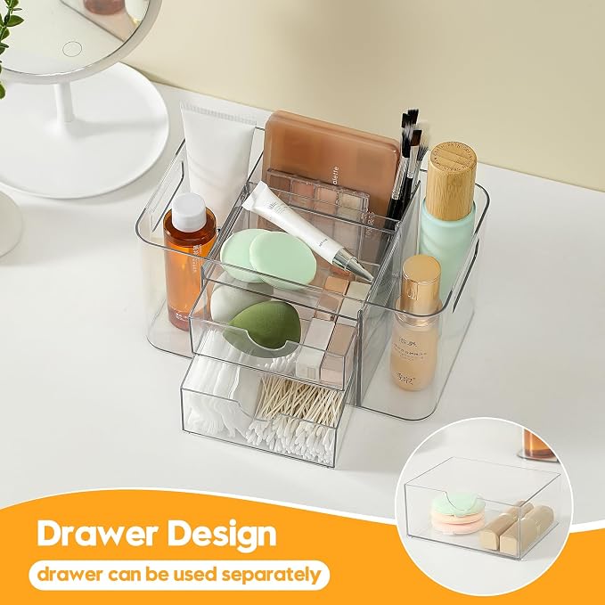 Acrylic Makeup Organizer for Countertop – 2 Drawers & 3 Compartments, Jewelry & - Image 6