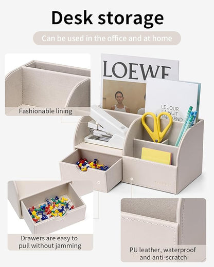 Vlando Office Desk Organizer Leather Desktop Organizer Caddy - Image 3