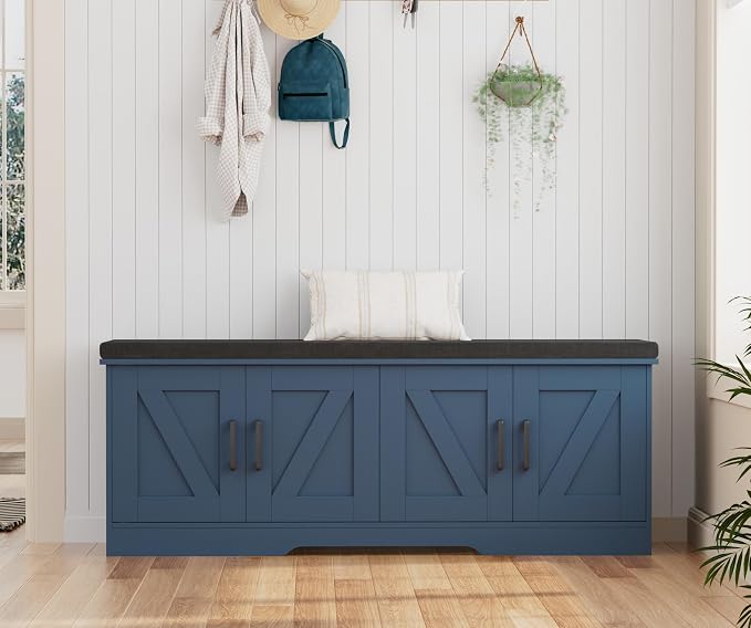 HOMSHO Farmhouse Shoe Storage Bench - Image 8