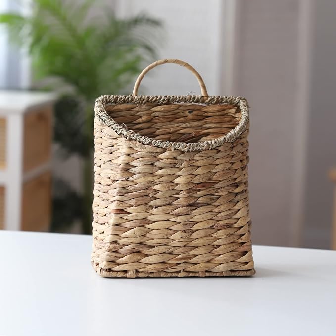 GYASVWU Woven Hanging Basket Water Hyacinth Hanging Wall Basket Wicker Handmade - Image 8