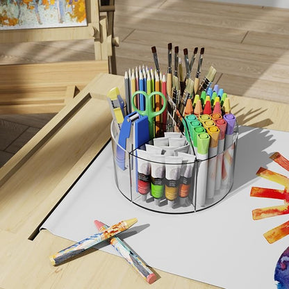 Acrylic Pen Holder, 2 Pack 360 Rotating Organizer - Image 4