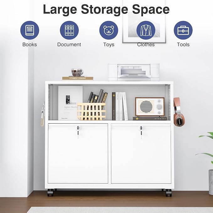 Metal File Cabinet, 2 Drawer Lateral Filing Cabinet - Image 8