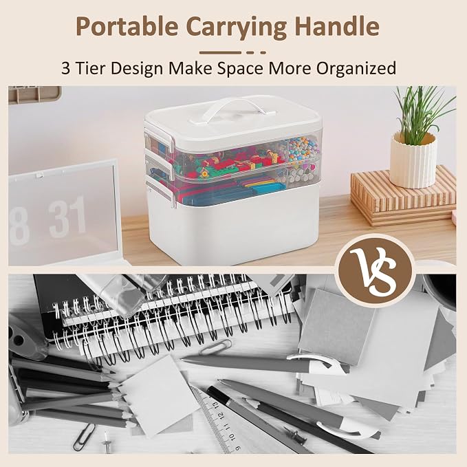 3-Layer Plastic Craft Organizers and Storage Box - Image 6