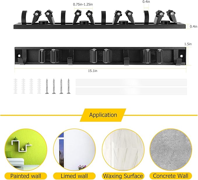 SLIIMU Movable 30'' Broom and Mop Holder Wall Mount - Image 2