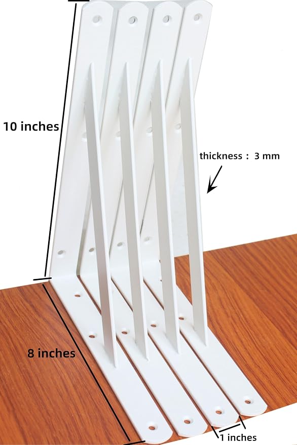 12 Pack L10 x H 8" White Heavy Duty Shelf Brackets - Image 2