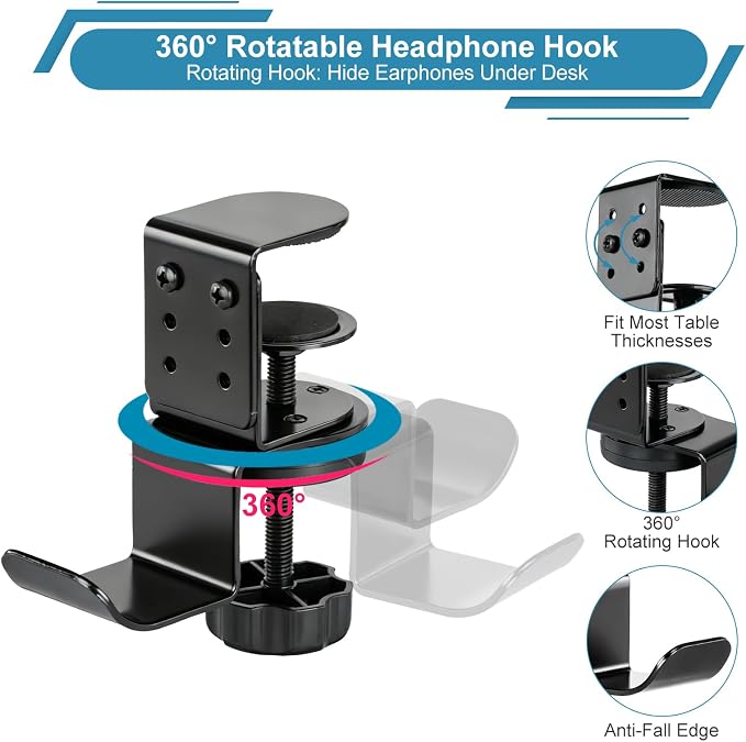 MYITYARD Clamp Mug Hooks Under Desk, Clip On Hook Cup Holder, Desktop Hanging - Image 3