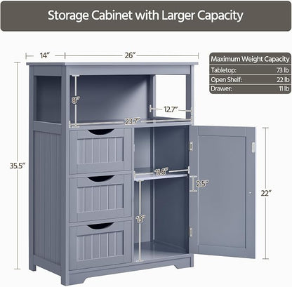 Yaheetech Bathroom Storage Cabinet Bathroom Floor Cabinet Freestanding Storage - Image 3