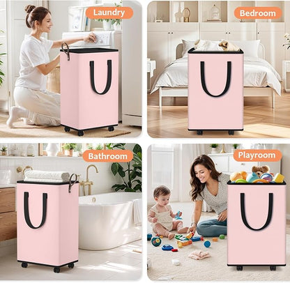 SpaceTrove Laundry Basket with Wheels, Collapsible Laundry Baskets, Laundry - Image 6