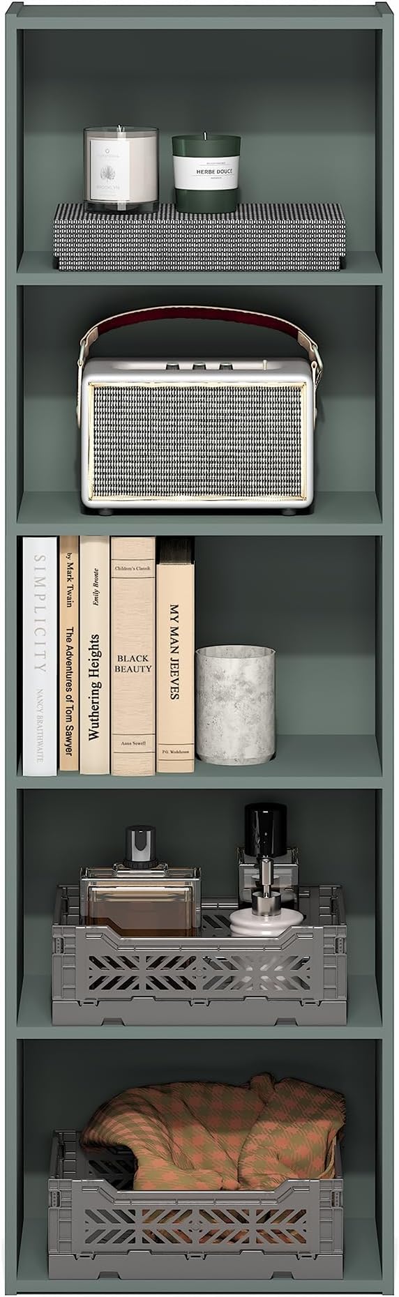 Furinno LUDER Book Shelf, 5-Tier Bookshelf, 9.4" x 15.8" x 52", - Image 4