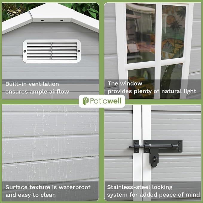 Patiowell 6 x 4 FT Resin Outdoor Storage Shed - Image 4