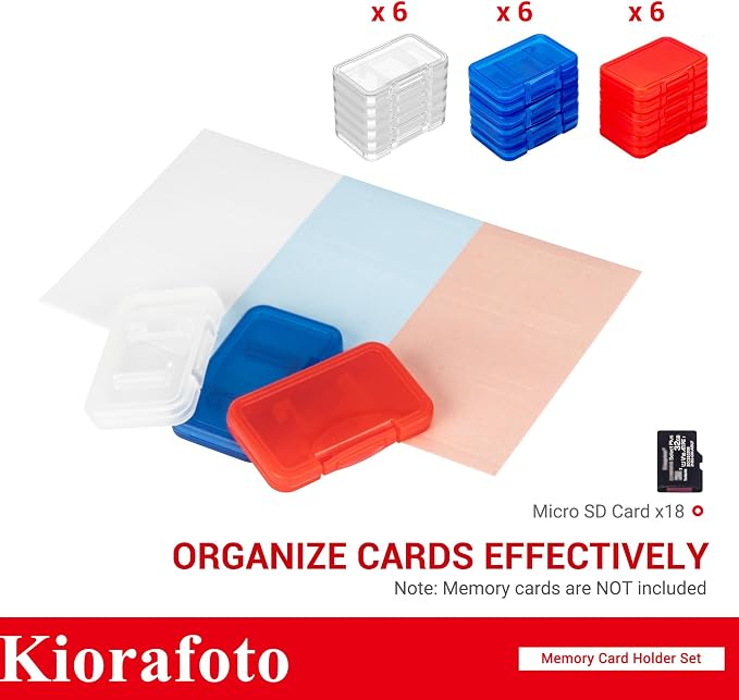 Kiorafoto 18 PCS Multi-Color Clear Plastic Memory Card Holder Case - Image 2
