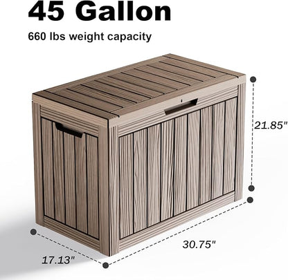 45 GallonOutdoor Storage Box, Resin Deck Boxes Waterproof, IndoorOutdoor Bin - Image 2