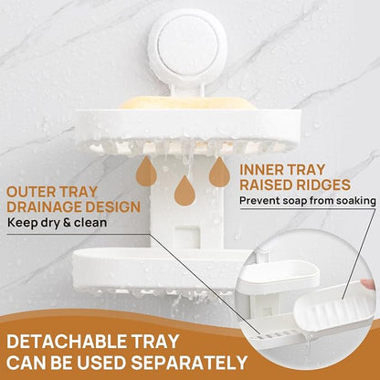 LEVERLOC Soap Dish Holder for Shower Double Layer Suction Cup Wall Mounted - Image 10