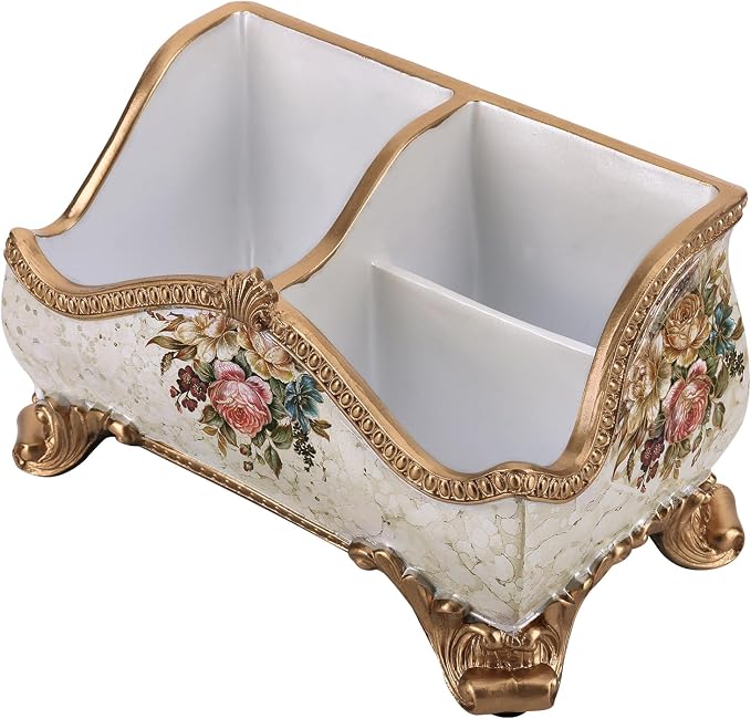 Vintage Floral Resin Tray Remote Control Holder & Desk Organizer Three by Unknown