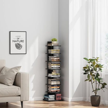 TUTOTAK Book Shelf, Narrow Spine Bookshelf, 8-Tier Bookcase - Image 5