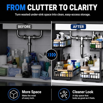 Under Sink Organizer, Pull Out Kitchen Storage Cabinet Organizer, Adjustable - Image 3