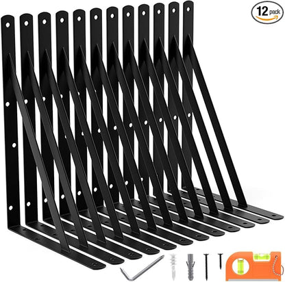 12-Pack 14 Inch Heavy Duty Shelf Brackets, Large Floating Wall Bracket by FinestHomeDecor