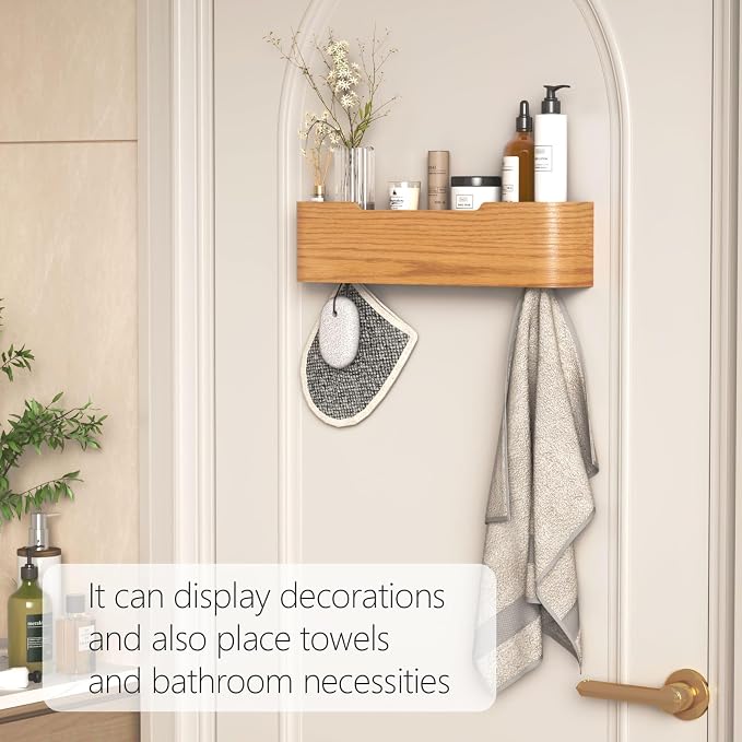 Coat Rack Wall Mount with Hidden Hooks Modern Key Holder Wood Entryway Hook - Image 6