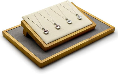 Solid Wood Display Stand Necklace Pendant Organizer Jewelry Display Props Tray - Image 2