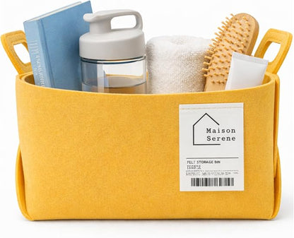 Collapsible Felt YELLOW Storage Basket by Unknown
