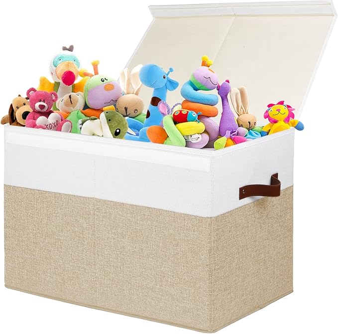Large Toy Storage Box with Lid, Toy Chest Bin Boxes Basket with Dividers | by Gowee