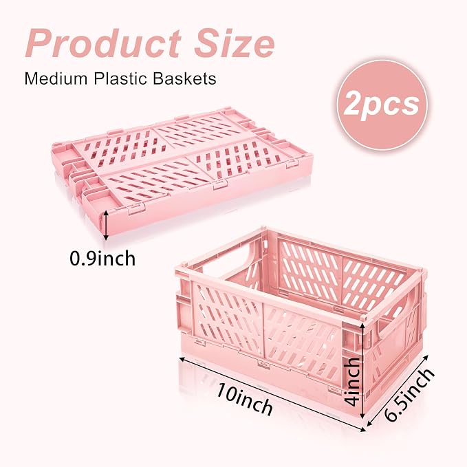 2 Pack Mini Foldable Small Plastic Baskets - Image 2