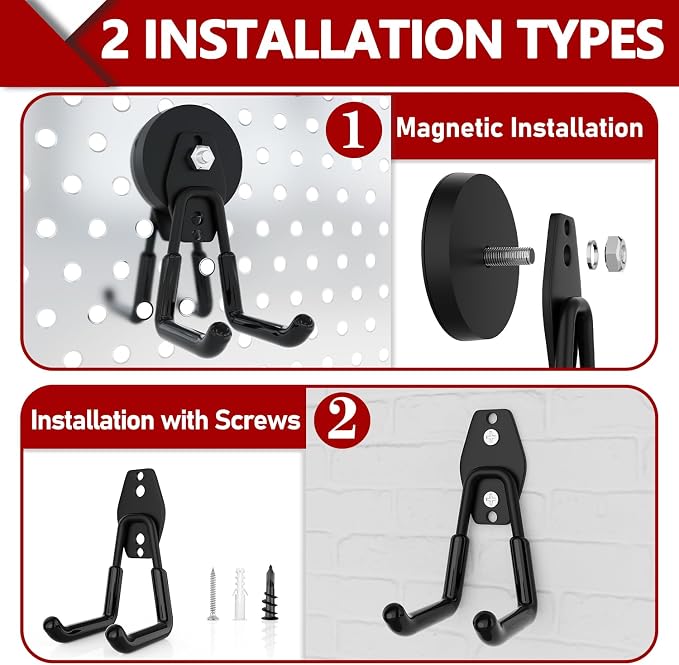 3-H Heavy Duty Magnet Garage Hooks 2 Pack, Large Strong Magnetic Hooks - Image 2