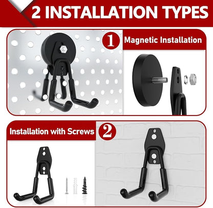 3-H Heavy Duty Magnet Garage Hooks 2 Pack, Large Strong Magnetic Hooks - Image 2