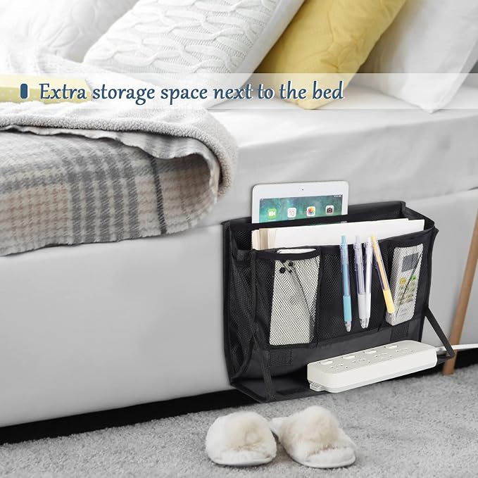 Bedside Storage Organizer with Power Strip Holder and Adjustable Straps Bed - Image 3