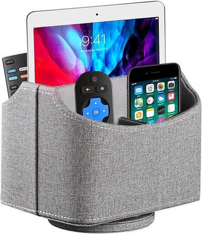 360° Rotating Remote Control Holder, PU Leather TV Remote Caddy Organizer by Thelittlebeautyoflife