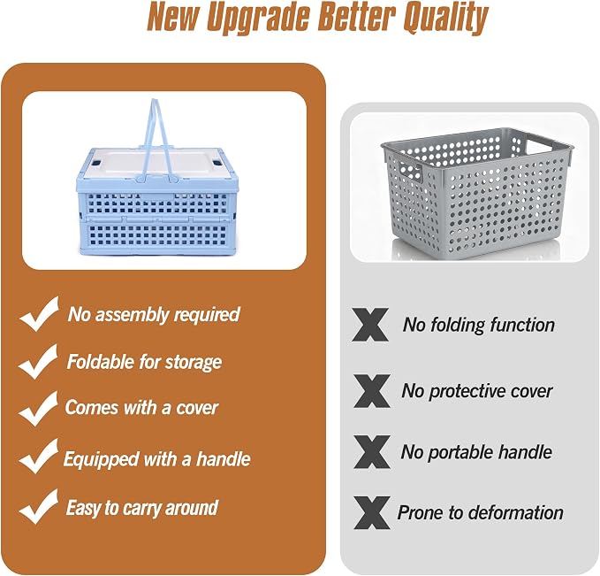 Collapsible Storage Crate, Foldable Plastic Basket - Image 7