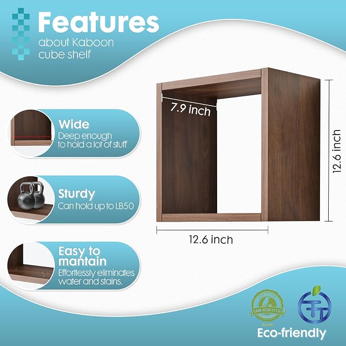Cube Floating Shelves Set2, Display Shelves Wall Mount 7.75" D x 12.5" W x - Image 3