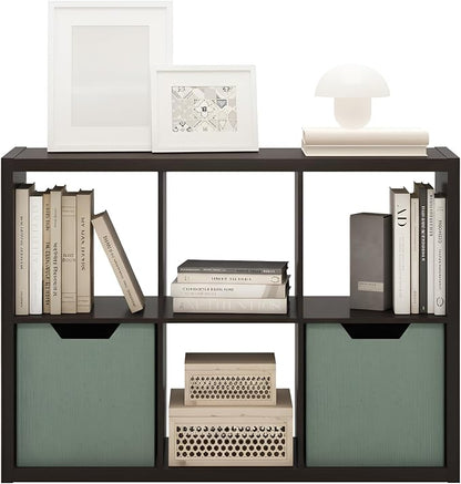 Furinno CUBICLE 6-Cube Book Shelf, Extra Thick Frame Bookshelf, Dark Oak | - Image 8