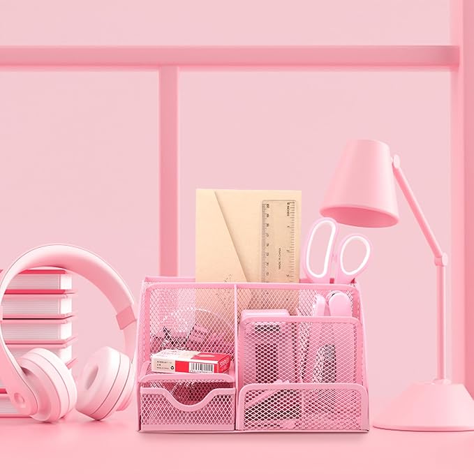 auroray Pink Desk Organizers and Accessories, Tape Dispenser, 1000 Staples - Image 7