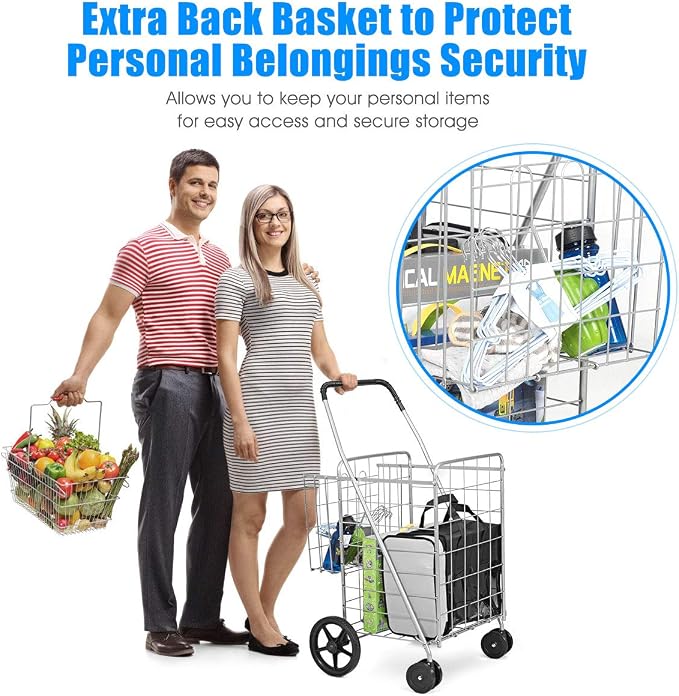 Goplus Jumbo Folding Shopping Cart - Image 3