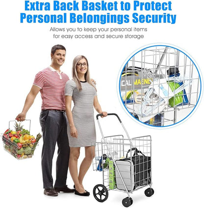 Goplus Jumbo Folding Shopping Cart - Image 3