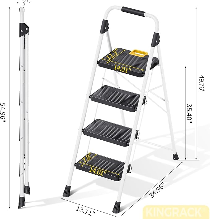 KINGRACK 4 Step Folding Ladder, 800lbs Capacity Step Stool - Image 8