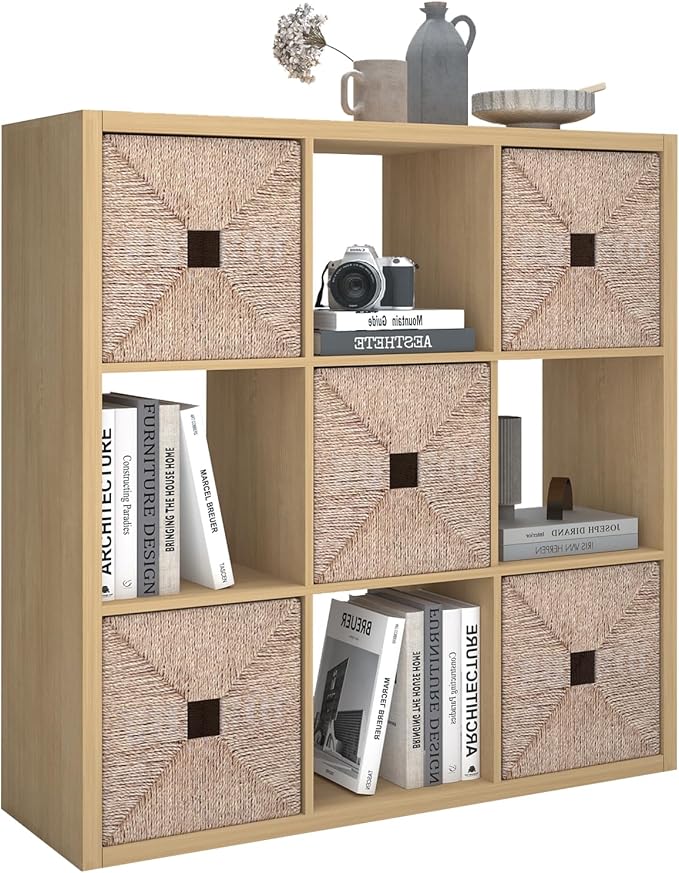CTESNE【2026 Wooden Thick Frame 9 Cube Storage Organizer Shelf by CTESNE