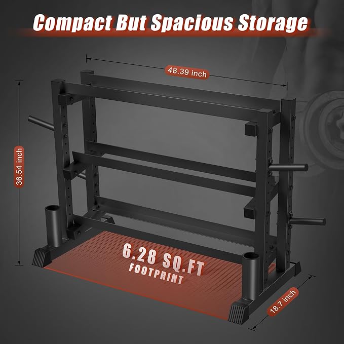 3-Tier Dumbbell Rack, 1200LB Capacity Adjustable Weight Rack - Image 6