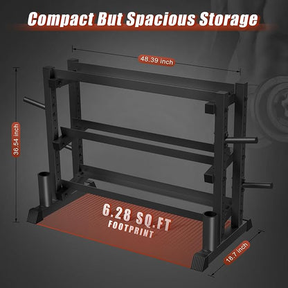 3-Tier Dumbbell Rack, 1200LB Capacity Adjustable Weight Rack - Image 6