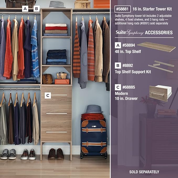 ClosetMaid SuiteSymphony Wood Closet Organizer Starter Kit - Image 6