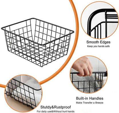 4 Pack Black Wire Baskets for Organizing, Wire Storage Basket Metal Storage - Image 3