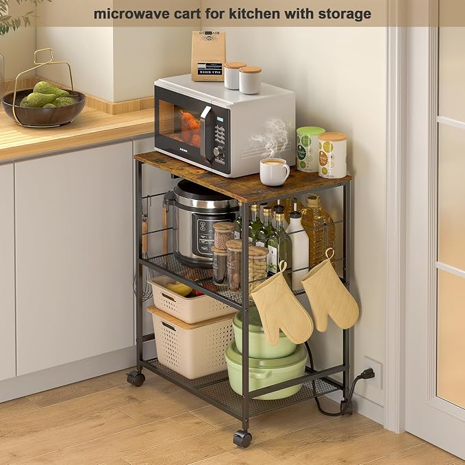 ThreeHio Rolling Kitchen Microwave Cart - Image 7