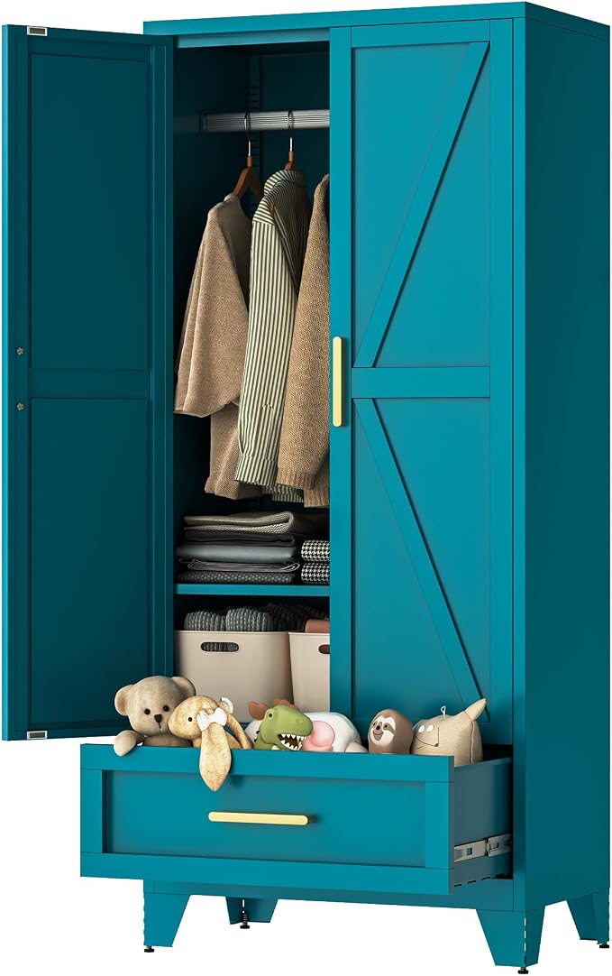 71" Tall Metal Wardrobe Cabinet by LCAOPC