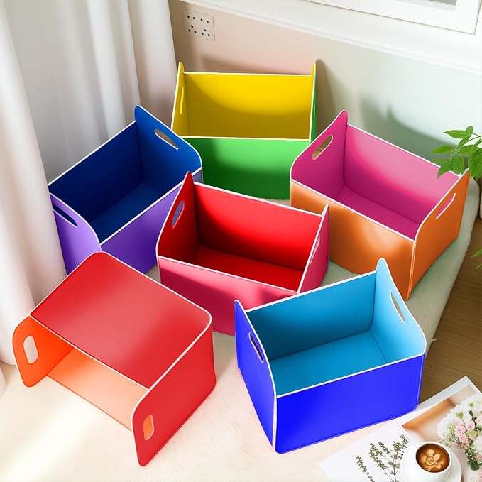 6 Pcs 14x10 Inch Colorful Felt Rectangular Storage Bins Collapsible Storage - Image 5