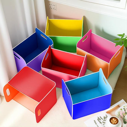 6 Pcs 14x10 Inch Colorful Felt Rectangular Storage Bins Collapsible Storage - Image 5