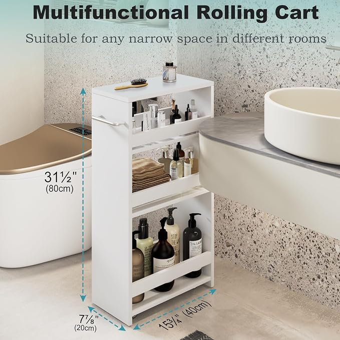 MARTY Rolling Storage Cart 7.9" W, 4-Tier Kitchen Cart - Image 4
