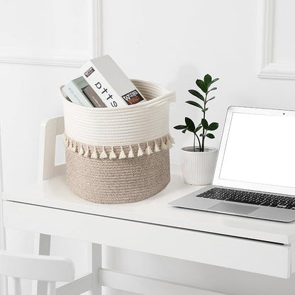 danpinera 11 Inch Storage Baskets Set of 3, Cotton Woven Baskets - Image 6