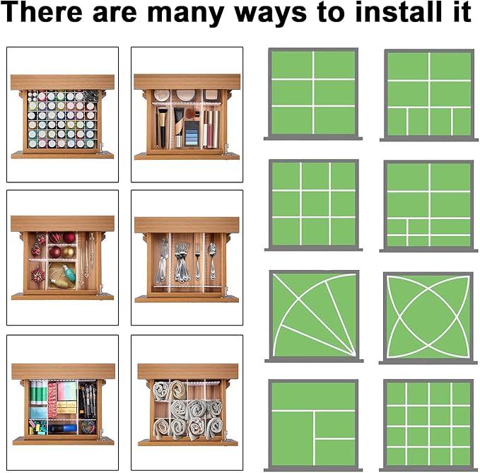 12Pcs Adjustable Drawer Dividers 0.1Inch Thickness DIY Grid Dividers 40x5cm - Image 6