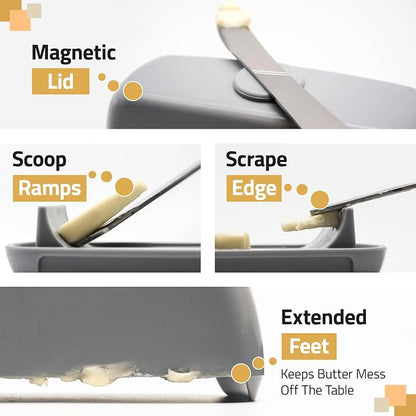 Butter Hub Butter Dish with Lid and Knife, Magnetic Butter Keeper, Easy Scoop - Image 2